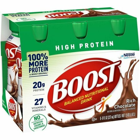 BOOST HIGH PROTEIN Chocolate Oral Supplement, 8oz Bottle, 24PK 41679940365